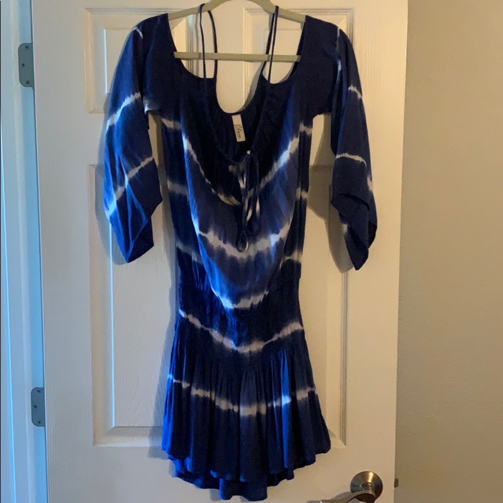 ELAN Blue & white Tie-dye dress